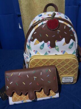 Loungefly Ice Cream Backpack & Wallet Set – New, With 3 Custom Charms